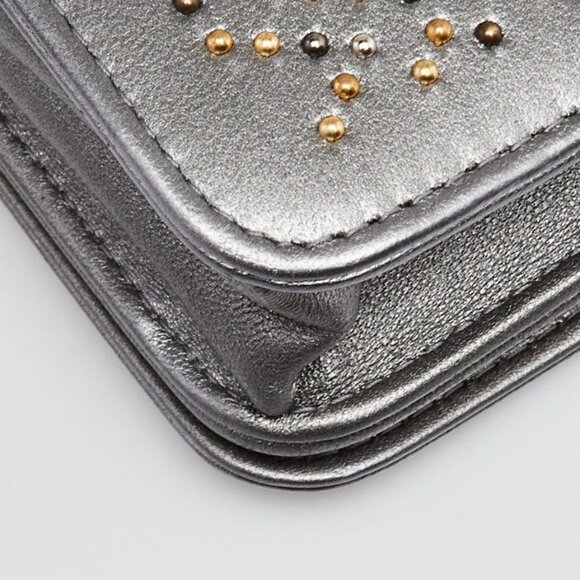 Chanel Silver Studded Lambskin Leather WOC Clutch Bag - Picture 12 of 12